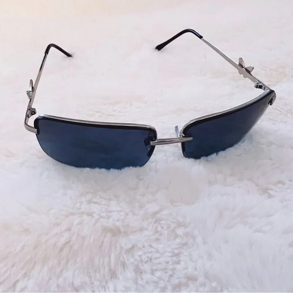 Delia Blue Rimless Butterfly Accent Sunglasses